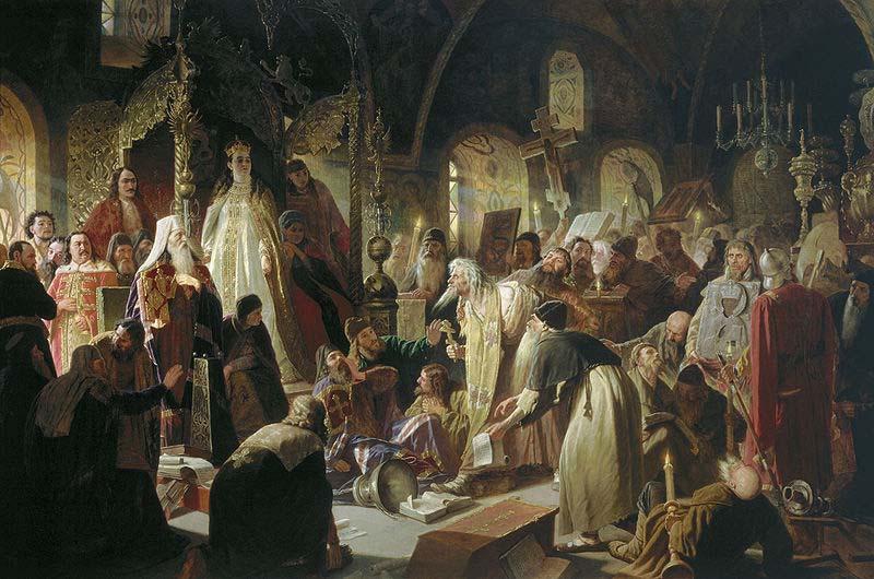 Vasily Perov Nikita Pustosviat. Dispute on the Confession of Faith France oil painting art